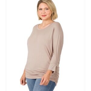 ZENANA 
Dolman Sleeve w Side Ruched Top